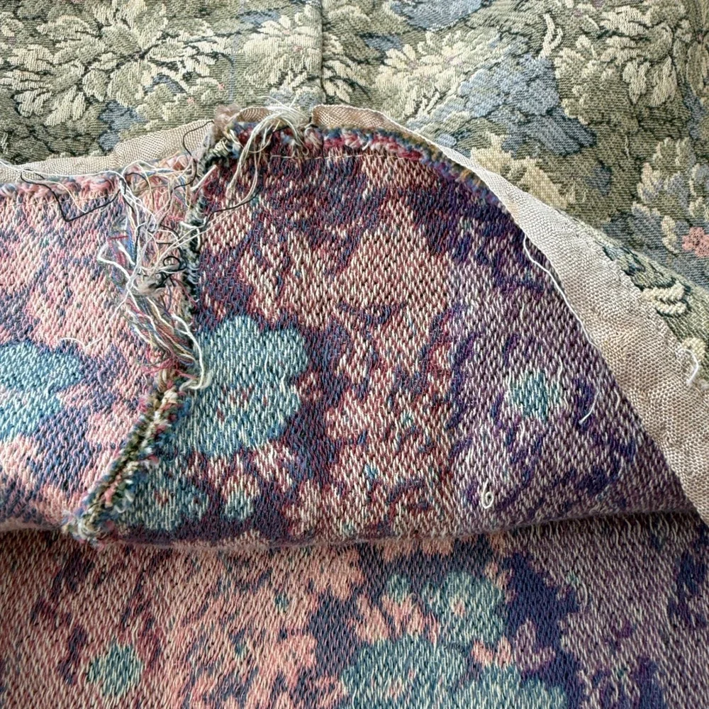 Vintage 60s Handmade Floral Tapestry Jacquard Maxi Skirt Cottagecore XS Green